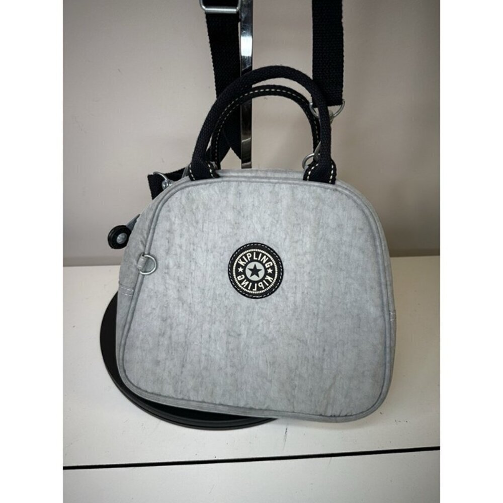 Kipling Small Gray Bag Pockets Logo Unisex Stitching